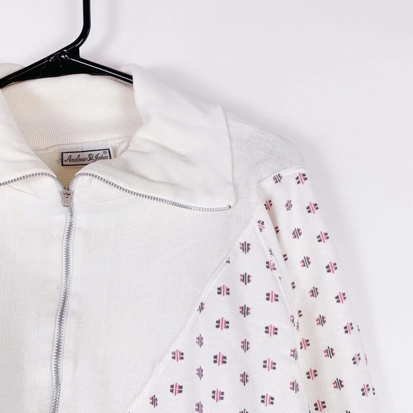 Vintage 90s Andrew St John Quarter Zip Collared 3/4 Sleeve Shirt Size Medium - Picture 3 of 13